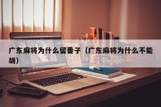 广东麻将为什么留番子（广东麻将为什么不能胡）