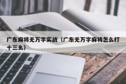 广东麻将无万字实战（广东无万字麻将怎么打十三幺）